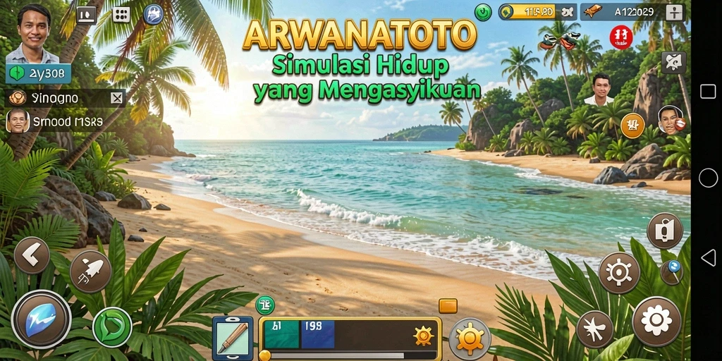 Gameplay <strong>ARWANATOTO</strong> yang menampilkan interaksi karakter dan pengelolaan kehidupan.