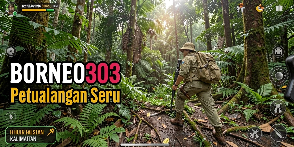 Tampilan gameplay menarik dari BORNEO303 di hutan Kalimantan.