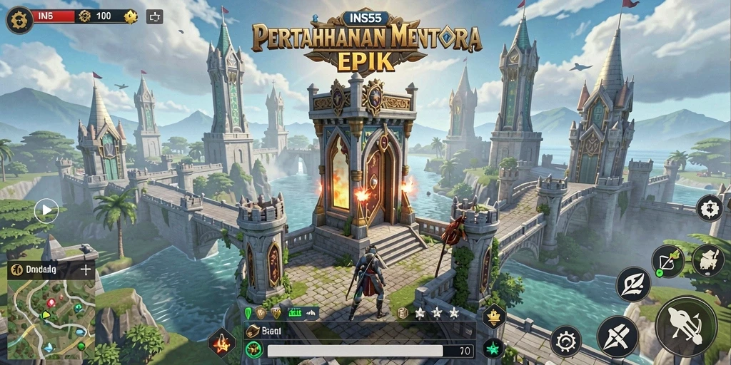 Gameplay seru dan menegangkan dalam INS55 Tower Defense.