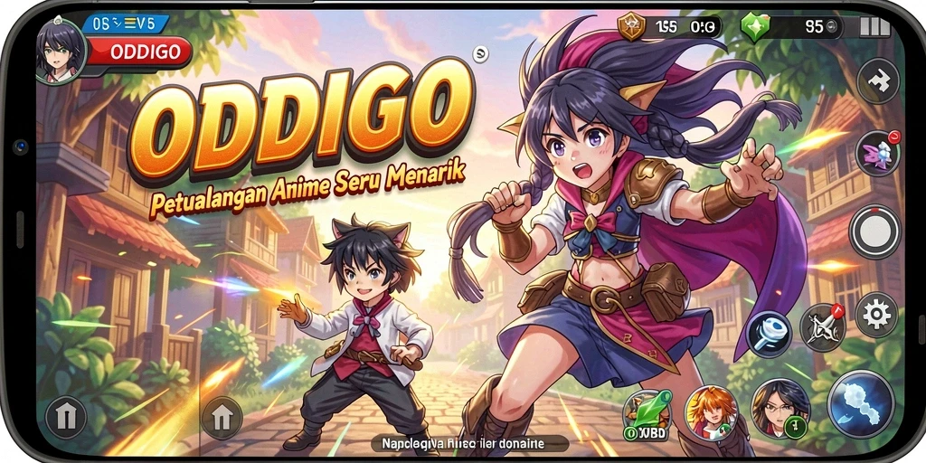 Tampilan gameplay ODDIGO yang menarik dengan karakter Anime menawan.