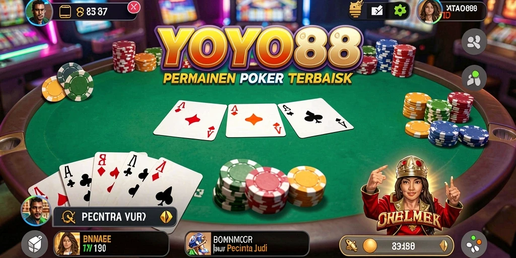 Tampilan menarik dari gameplay Poker YOYO88 yang mengasyikkan.